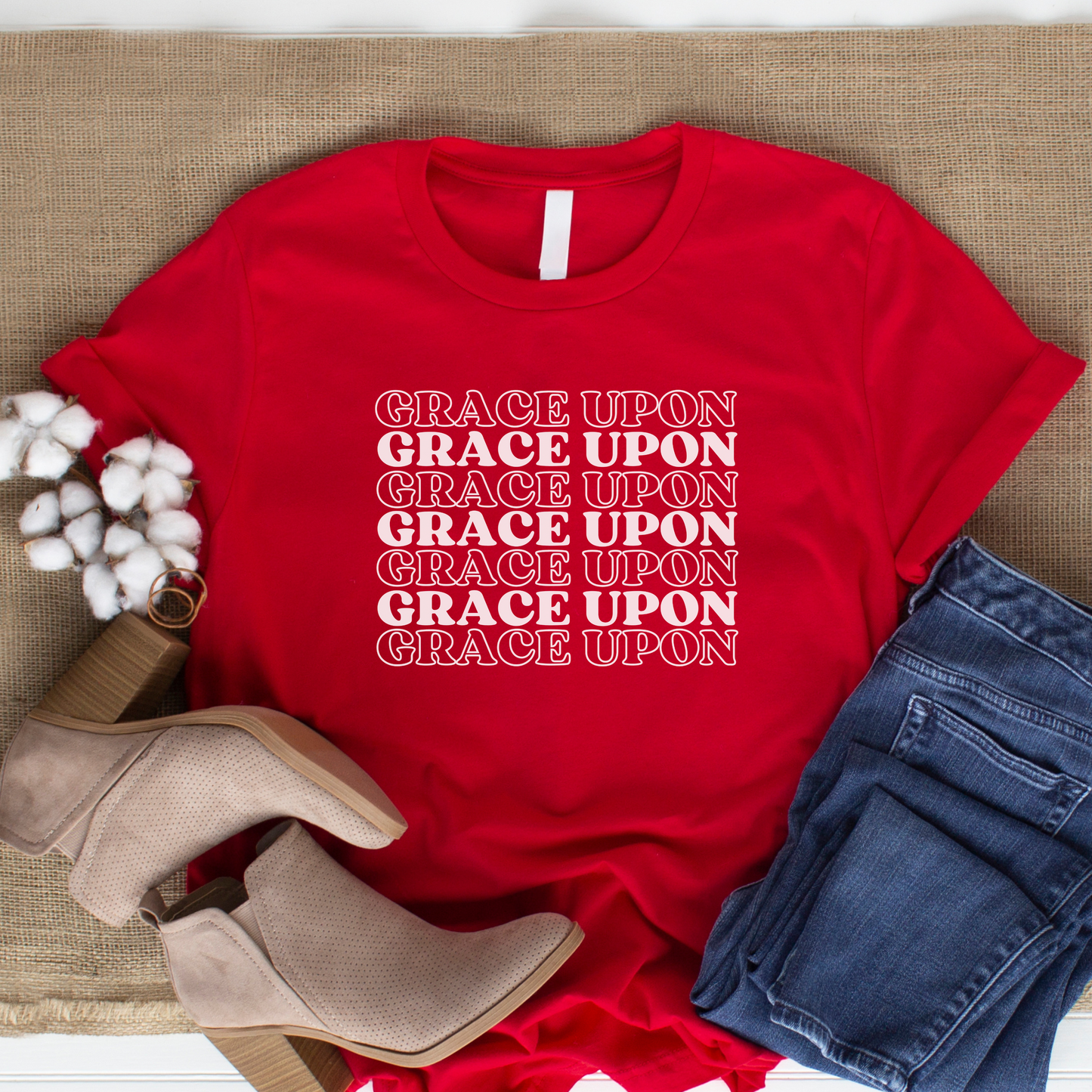 Grace Upon Grace Tshirt, Hipster Christian, Grace Gifts for Her, Church Friend Gift, Retro Grace Shirt, Repeating Words Shirt, Grow in Grace