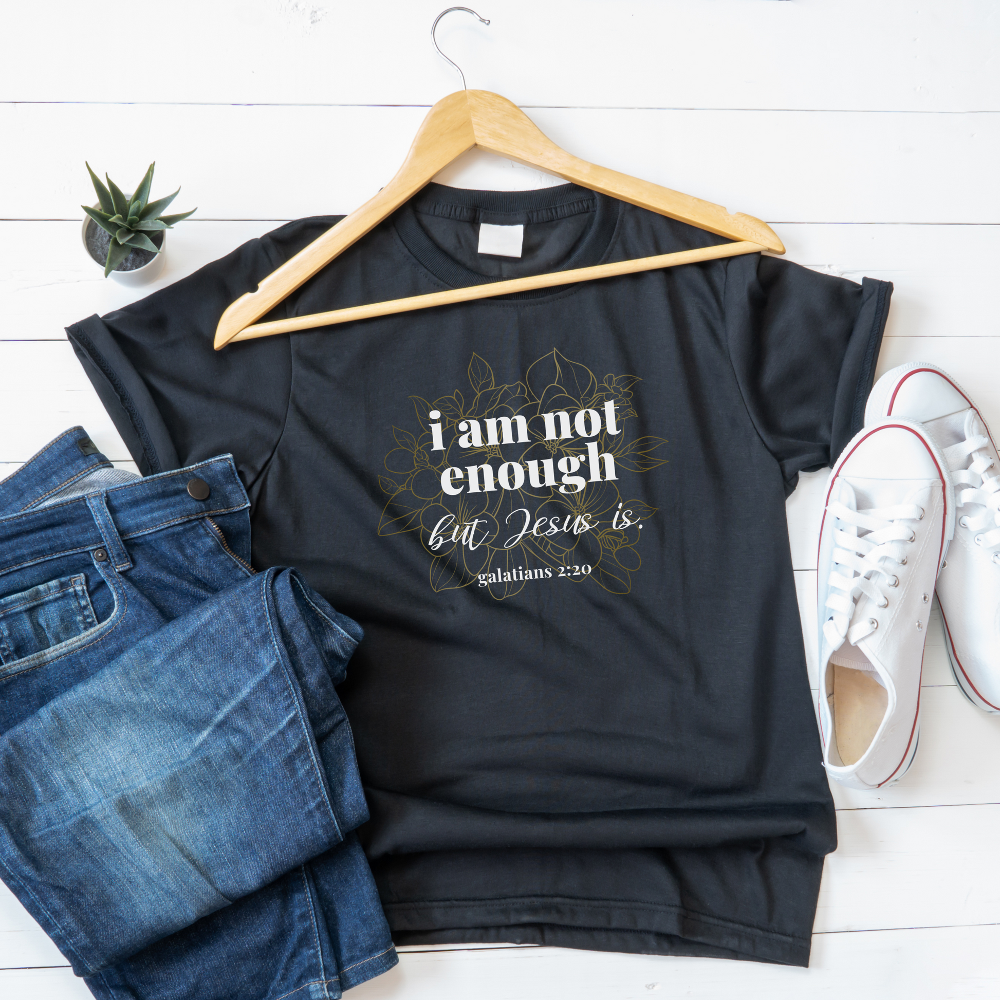 Galatians 2:20, Jesus is Enough, I am Not Enough Faith Apparel, God Tops for Her, Christian Best Seller, Biblical Tee for Mom, Truth Tee