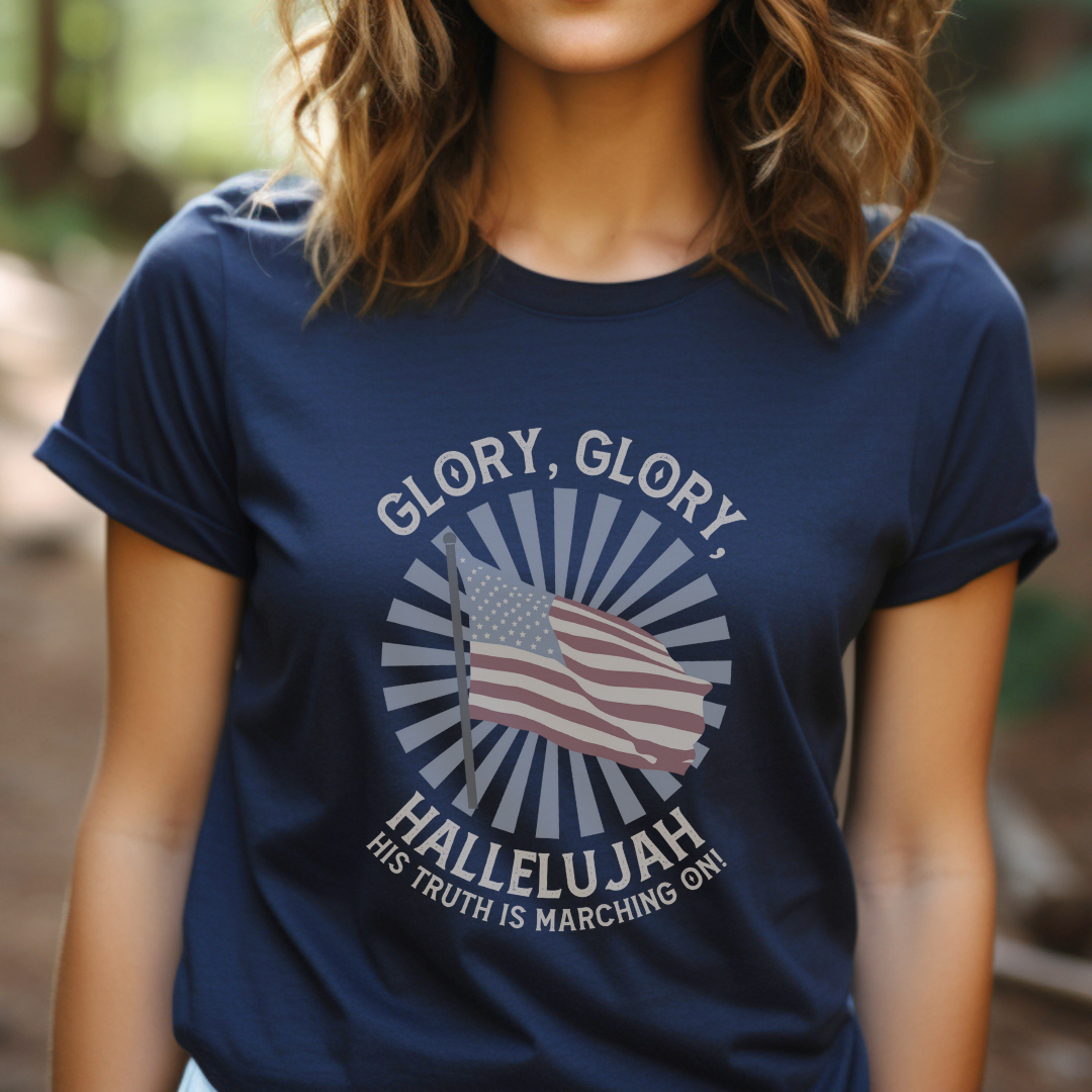 Glory Glory Hallelujah American Flag Patriotic Hymn Christian Women's T-Shirt