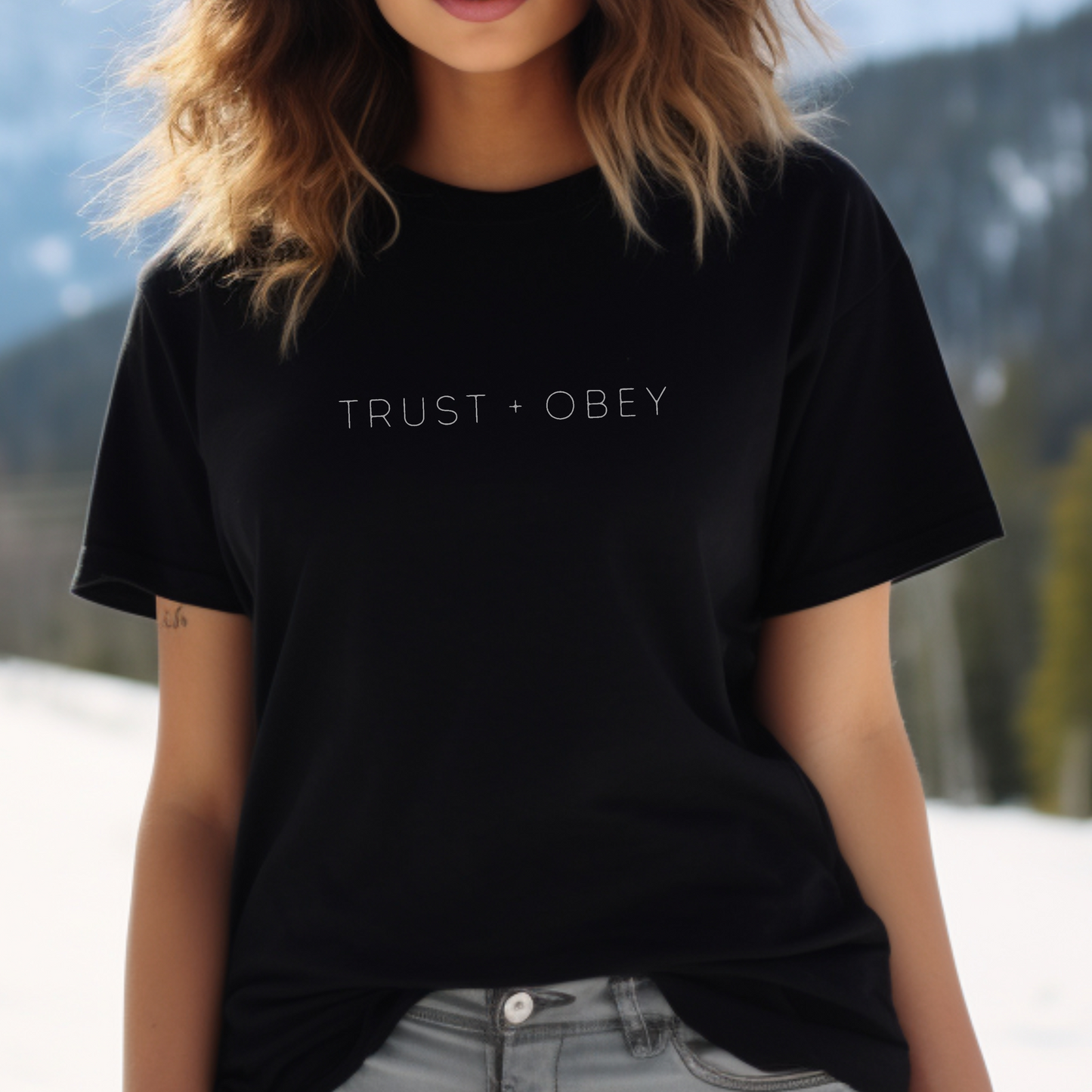 Trust and Obey, Trusting God Faith Tee, Religious Minimalist Unisex T, Christian Streetwear for Her, Trendy Church Outfit, Godly Apparel