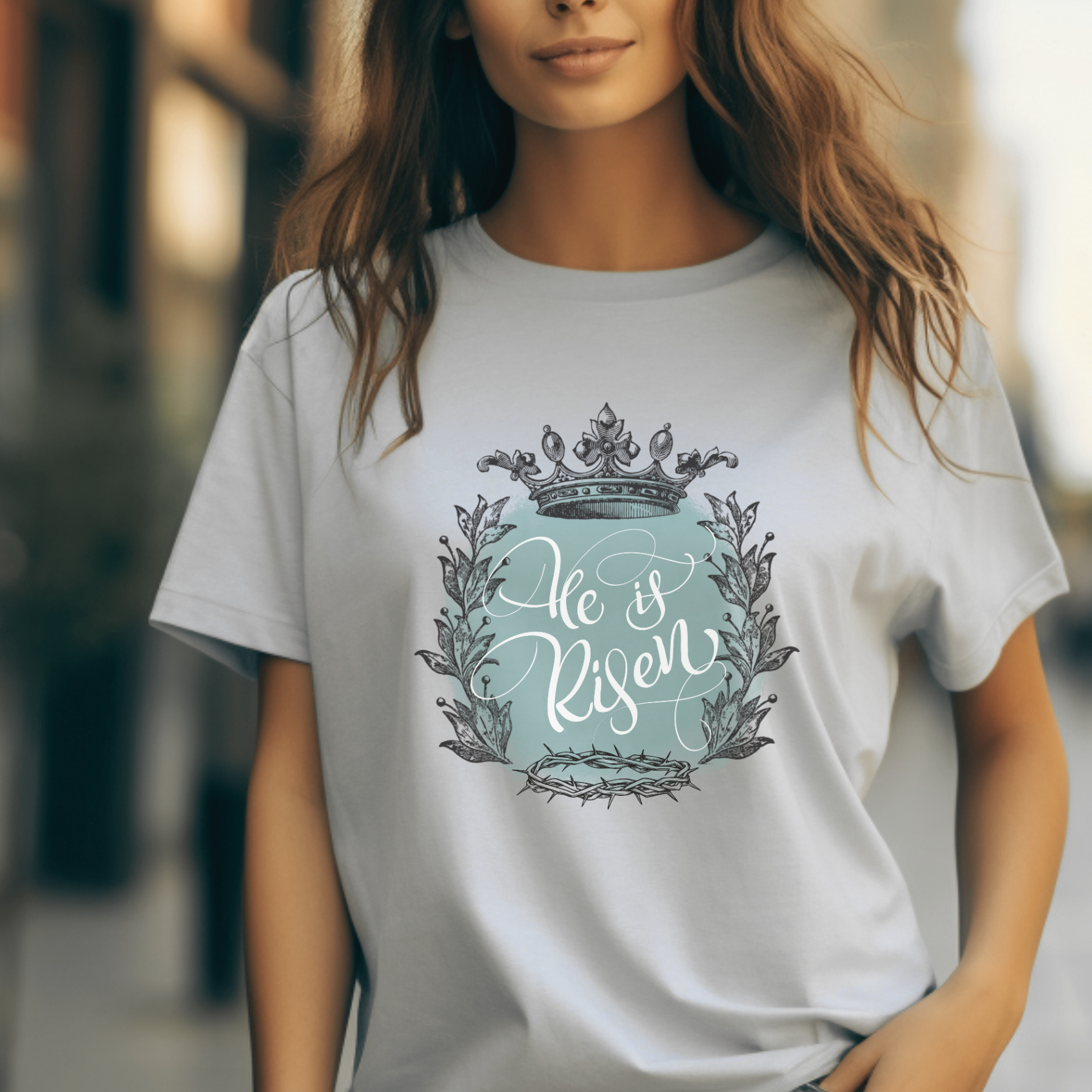 He is Risen Jesus Crowns Shirt, Casual Easter Sunday Outfit, Trendy Church Service Shirt, Crown of Thorns TShirt, Religious Apparel Mom Gift