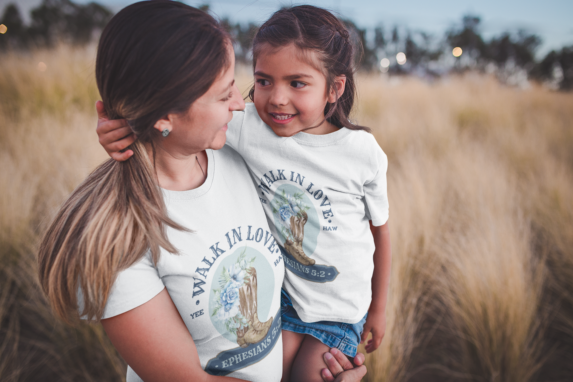 Walk in Love T Shirt, Rodeo Faith Tee for Her, Ephesians 5:2, Cowgirl Boots Tee, Western Style Faith T, Biblical Tee for Her, Mini Me Top