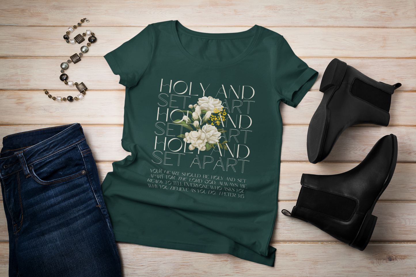 Holy and Set Apart Shirt, 1 Peter 3 15, Faith Apparel Gifts for Her, Set Apart Scripture T, Minimalist Faith Tee, Biblical Tee for Her