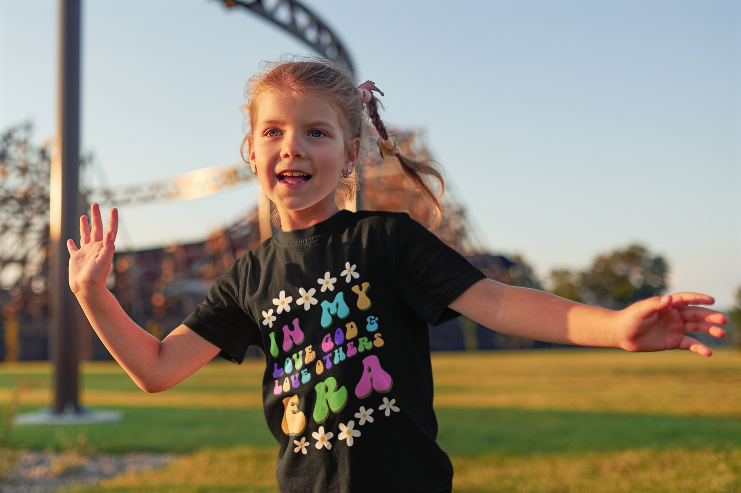 In My Era Toddler Faith T, Love God and Others, Little Girls Retro Faith Top, Flower Power Tshirt for Toddlers, Evangelical Baby Girl Shirt