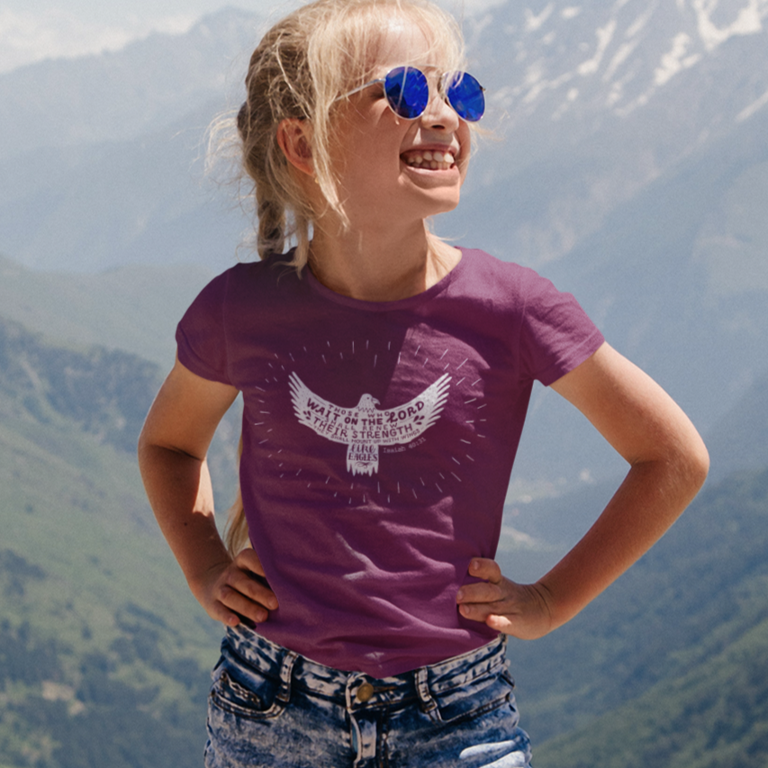 Isaiah 40:31 Scripture Tee for Children, Mount Up With Wings Like Eagles Bible Verse Boys TShirt, Biblical Patriotic Top for Christian Girls