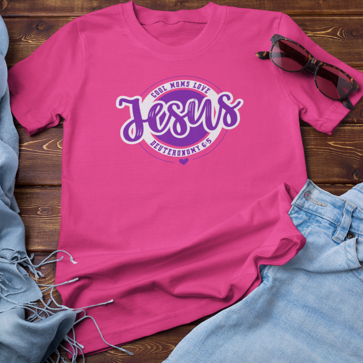 Cool Moms Love Jesus Christian Mom T-Shirt, Jesus Tee Aesthetic, Mother's Day Apparel Gifts for Religious Mamas, Faith-Based Scripture Tees