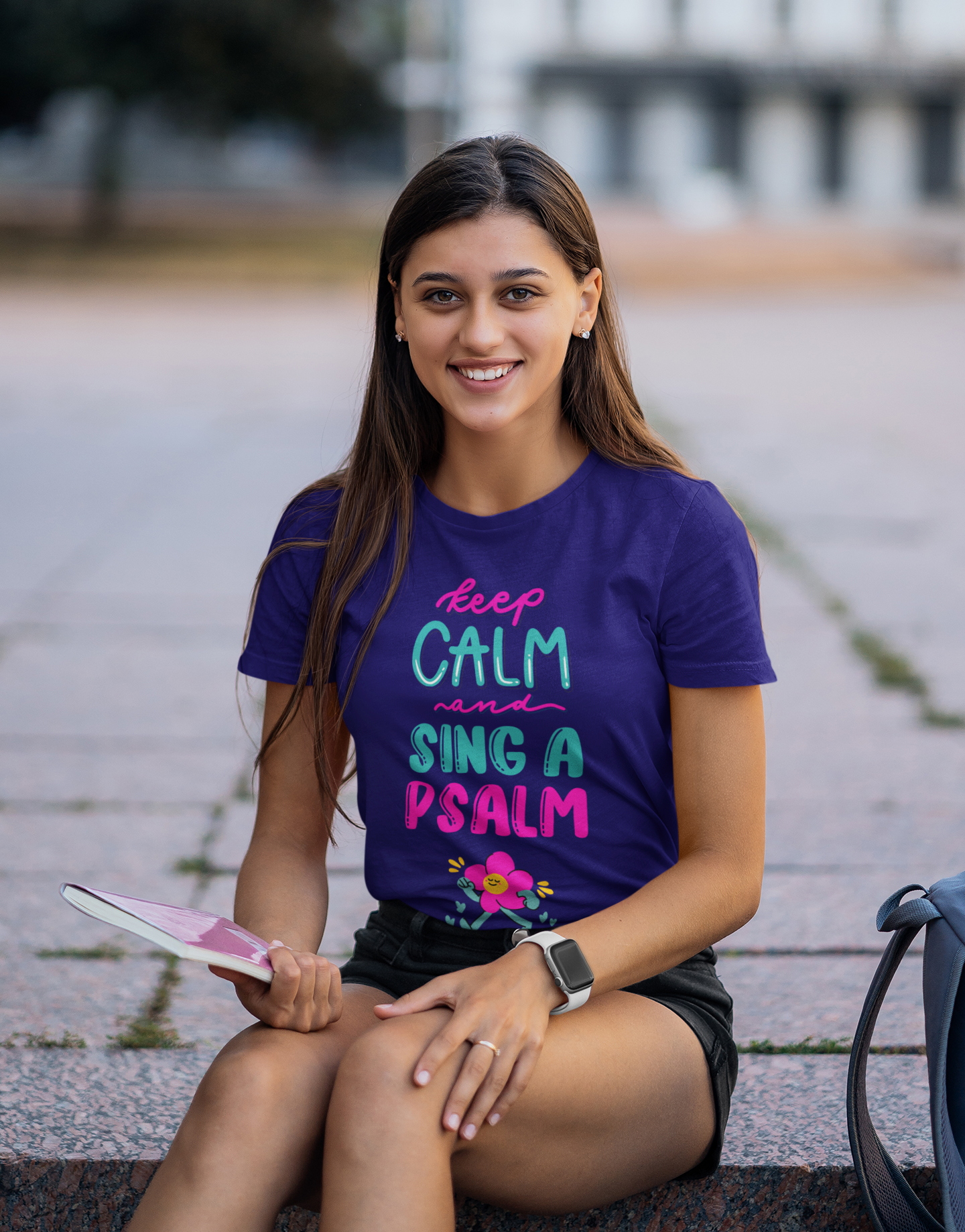 Keep Calm And Sing A Psalm Tee, Retro Faith TShirts for Her, Trendy Teen Girl Church Outfit, Christian Gifts for Teenagers, Walking Flower T