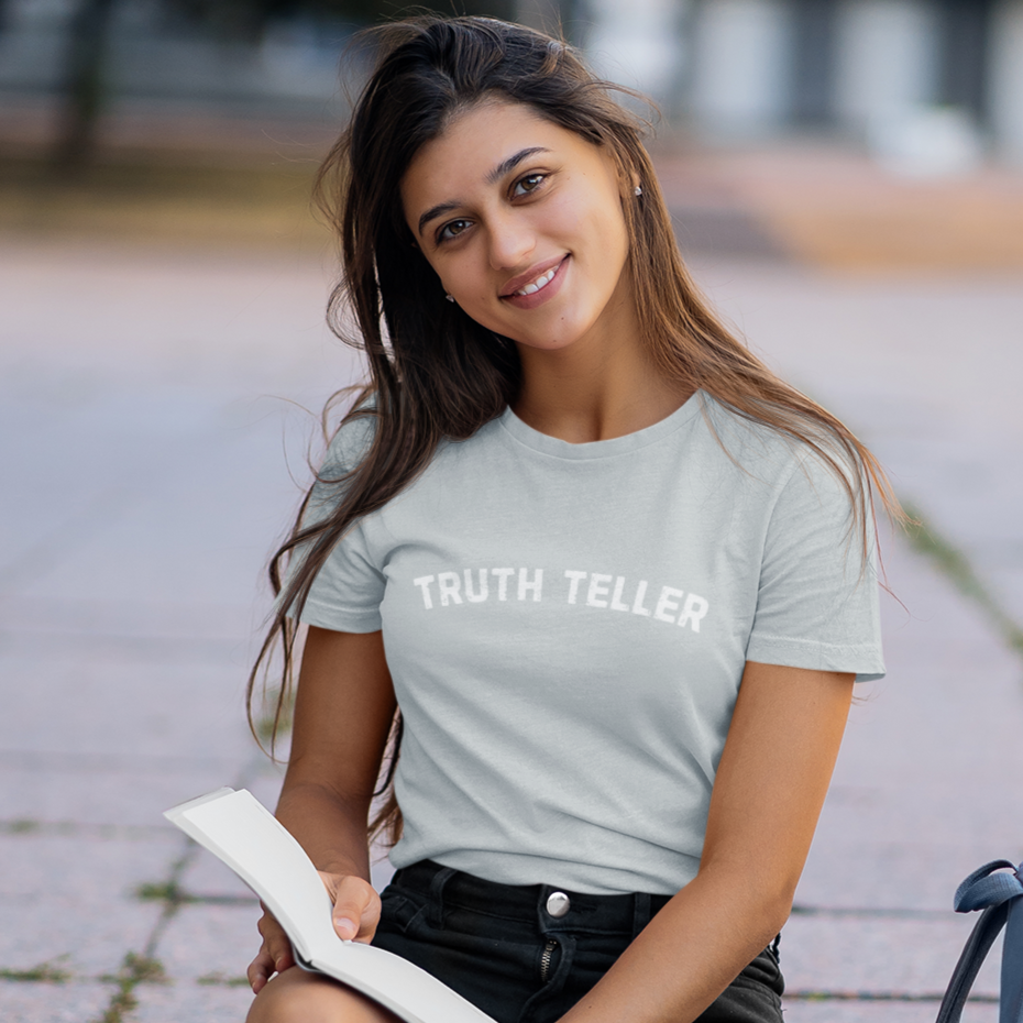 Truth Teller Tee Shirt, Trendy Christian Church Tees, Gifts for Religious Teens, Faith Ts for Trendy Moms, Giftable Church Apparel, Bible Ts