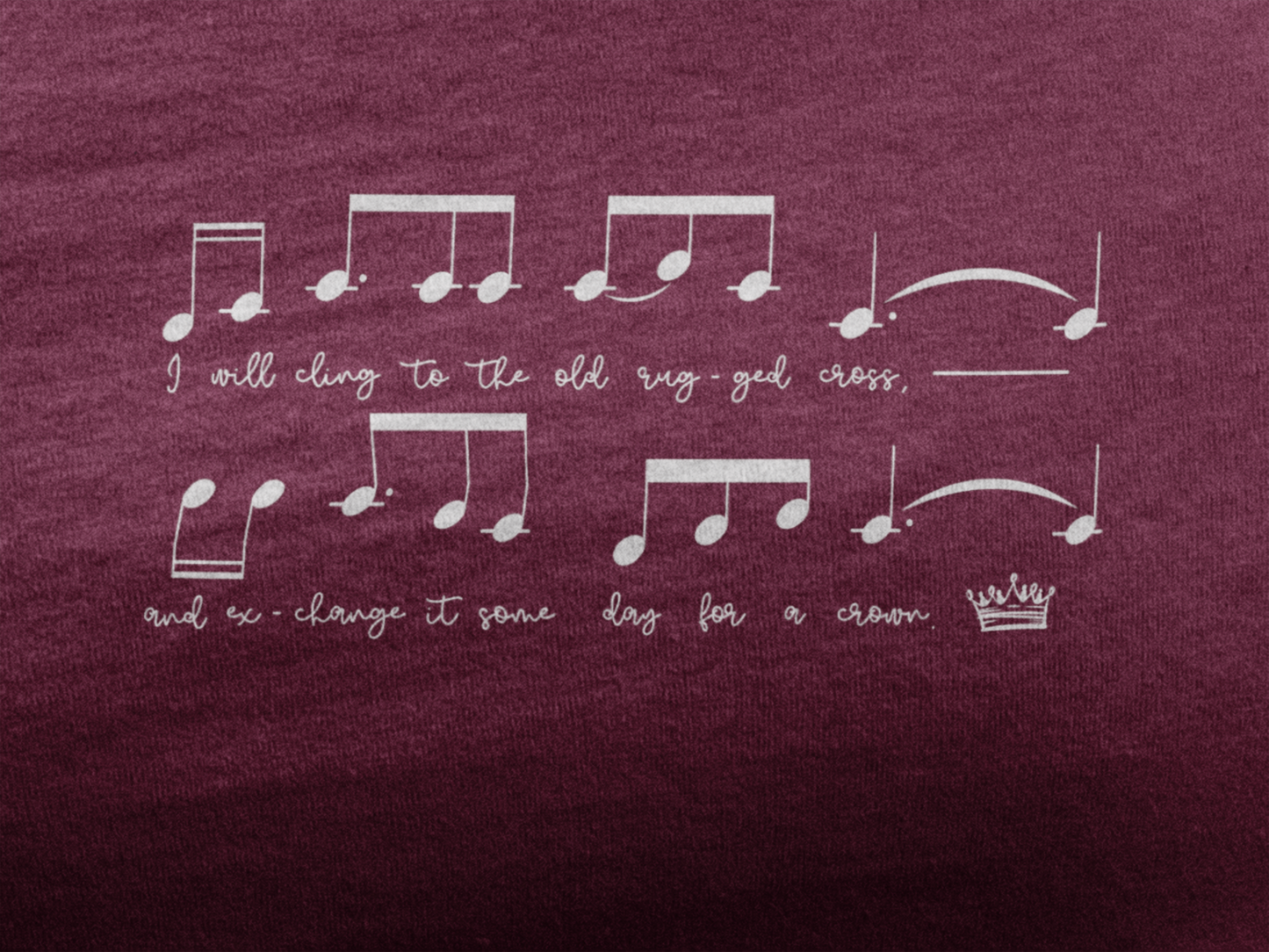 Old Rugged Cross Music Notes Tee, Piano Teacher Apparel Gift, Trendy Church Outfit, Worship Gifts for Her, Vintage Hymn Ts