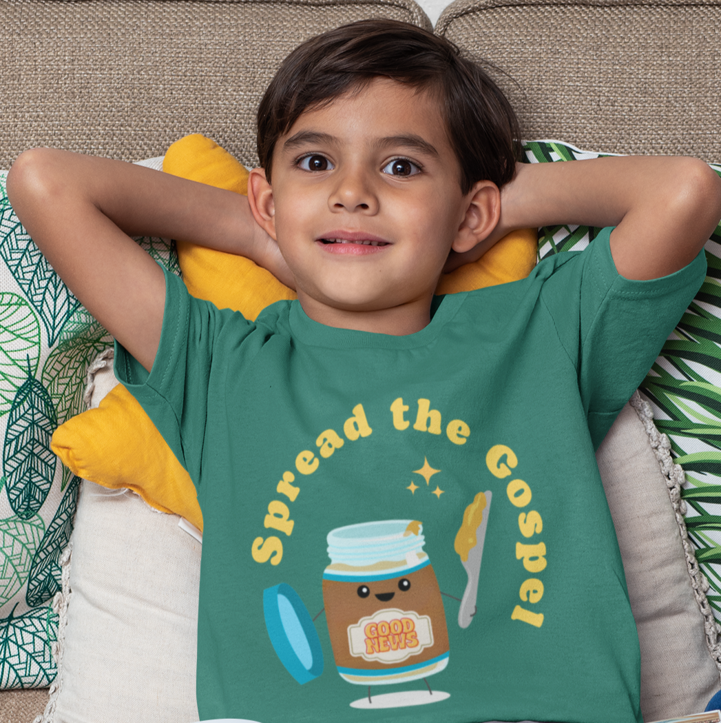 Spread the Gospel, Foodie Kids Faith T, Peanut Butter Gift, Funny Jesus Shirt, Cute Christian Shirt, Evangelical Kids Shirt, Baptism Present.