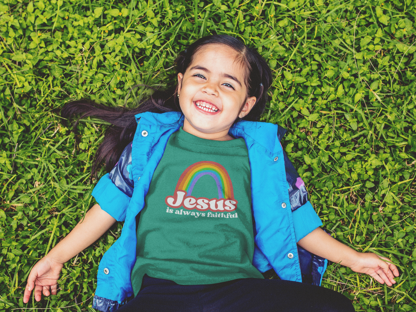 St Patricks Day Faith Tee for Girls, Jesus Rainbow Shirt, Faith Based Gift for Kids, St Pattys Day Girls T, Green Top for St Paddys