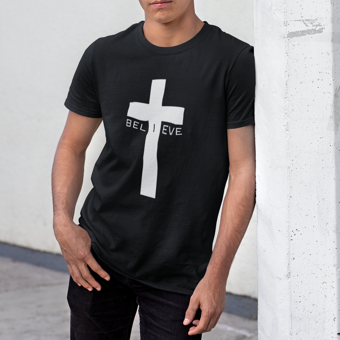 I Believe Cross Christian Men's T-Shirt